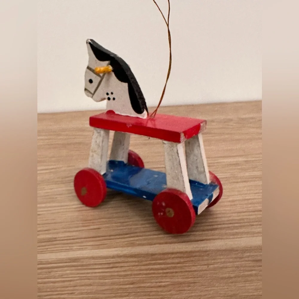 Vintage Wooden Rocking Horse Ornament - Picture 2 of 4
